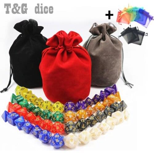 56pcs/bag DnD Dice Sets Pearlized Effect D4 d6 d8 d10 d10% d12 d20 RPG with bag board game gift Playing Polyhedron