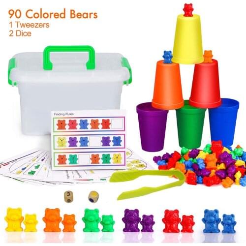 90PCS Toys For Kids Game Toy Counting Bears With Matching Sorting Cups Number Color Recognition Educational Math Toy