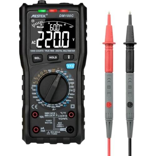 Promotion! MESTEK DM100C True-RMS Digital Multimeter Button 10000 Count with Analog Bar Graph AC/DC Voltage Ammeter Current Ohm