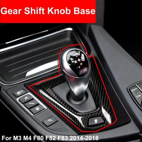 Car Styling Carbon Fiber Gear Shift Knob Base Cover Surround Trim For BMW M3 M4 F80 F82 F83 2014-2018 Accessories Decoration