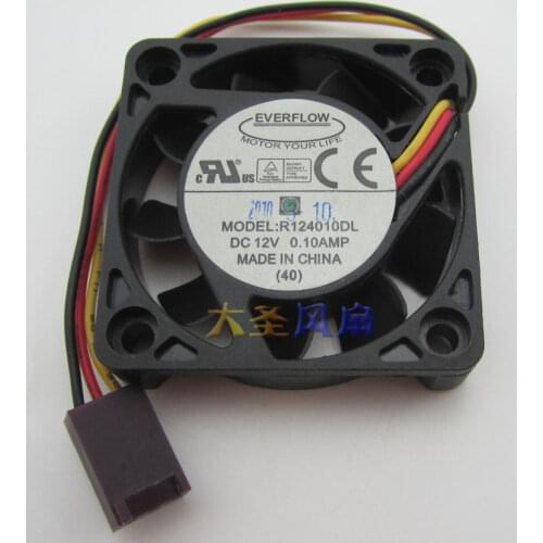 Free Shipping For EVERFLOW R124010DL DC 12V 0.10AMP 3-wire 3-Pin connector 60mm 40x40x10mm Server Square Cooling Fan