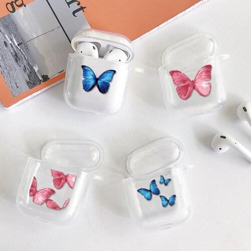 Fashion Cute Blue Pink Butterfly Case For Airpods Pro 1 2 3 Cover TPU Earphone Cover For Air pods Pro Charging Clear Box Cases