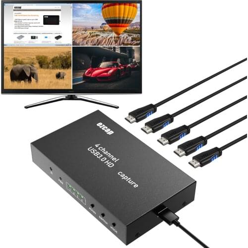 Ezcap 264 Video Capture 4x1 hd Multi-Viewer 4 Channel Screen Switch hd 1080P 60fps USB3.0 Card Game Recording Box Live Streaming
