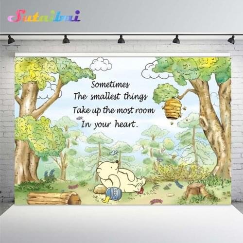 Sweet Honey Hunny Bear Photography Backdrop Forest Trees Wild Animals Bees Baby Shower Child Birthday Background Photo Studio