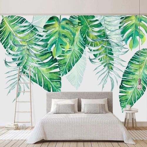 Custom Green Leaves Landscape 3D Photo Wallpaper Living Room Bedroom Dining Room Kitchen Waterproof Canvas Mural Wall Painting