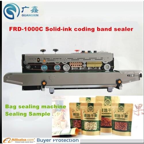 FRD-1000 Solid-ink codiong band sealer ,automatic plastic film sealing machine for food bags and aluminum bags and craft bags