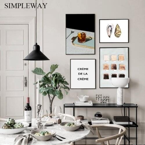 Food Restaurant Art Poster Bread Wine Drink Canvas Print Oysters Painting Modern Wall Picture Kitchen Dining Room Decoration