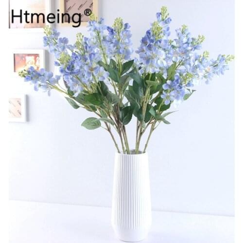 Artificial Hyacinth/Delphinium Silk flowers Lilac With Greenery Branches for Home Party Garden Decoration Crafting Displaying