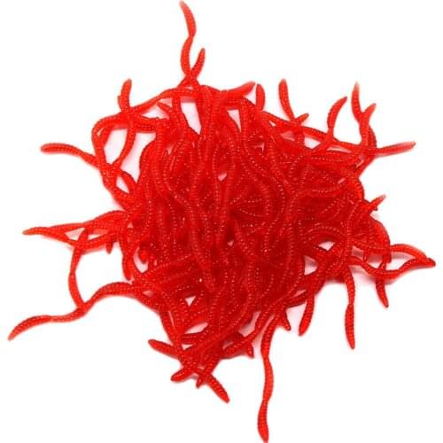 AS 100pcs Fishy Smell Earthworm Lifelike Red Worms Soft Bait Simulation Carp Bass Fishing Lures Artificial Silicone Pesca