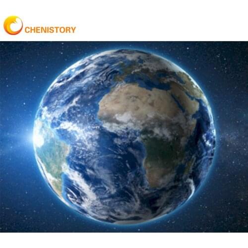 CHENISTORY 60x75cm Framed Earth Oil Painting By Numbers Modern Home Living Room Wall Decor Artcraft Digital Photo Handmade