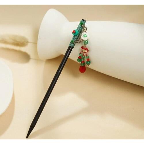Vintage Style Metal Lotus Flower Wood Hair Sticks Women Hairpin Headwear Fashion chinese hanfu Jewelry Hair Accessory