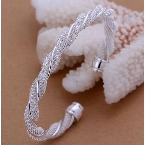 Hot Sale 925 Sterling Silver Finger Rings 925 Silver Fashion Jewelry Christmas Gifts Fashion Jewelry Twisted Web Silvery Bangle