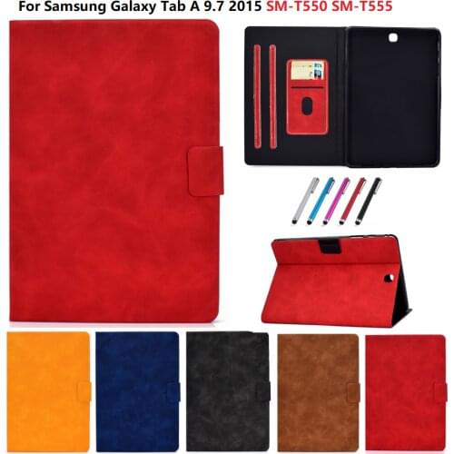 TPU Soft PU Leather Tablet Funda For Samsung Galaxy Tab A 9.7 SM-T550 SM-T555 T550 T555 Case For Galaxy Tab A 9 7 Stand Caqa Pen