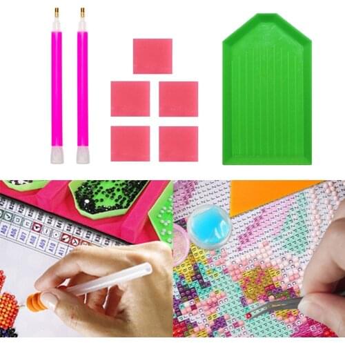 DIY Diamond Painting Tools Set 5D Diamond Painting Accessories Pen Mosaic Glue Pen Kit Drill Pen Clay Tray Rhinestone Plate Sets