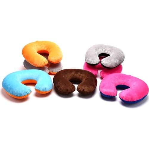 1pc Inflatable Travel Neck Pillow PVC U-Shape Soft Pillow For Car Headrest Air Cushion Travel Airplane Office Naps Home Sleeping