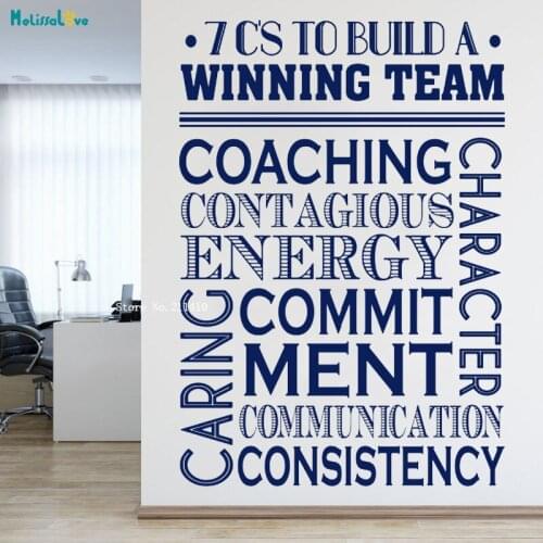 Build Winning Team Quote Wall Sticker Teamwork Word Metting Room Decor Removable Murals Vinyl Decals Office YT3286
