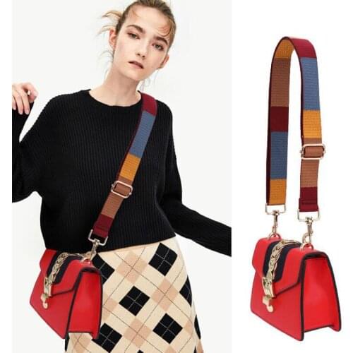 Nylon Colored Belt Bags Strap Accessories for Women Rainbow Adjustable Shoulder Hanger Handbag Straps Decorative Handle Ornament