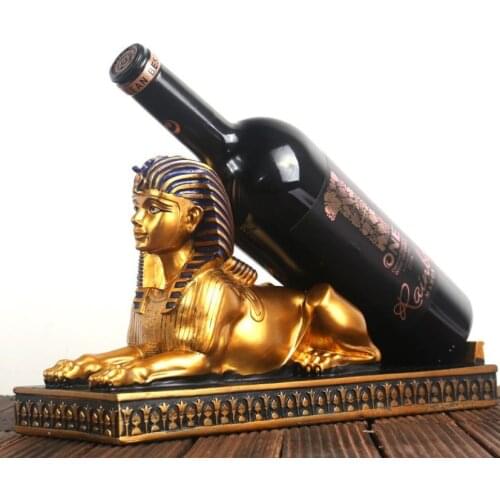 NOOLIM Resin Wine Rack Egyptian Goddess Wine Bottle Holder Animal Egyptian Cat Wine Stand Accessories Home Bar Decor