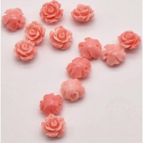 10Pcs/Lot 8mm*5mm Natural Red Coral Pink Embossed Perforated Flower Bulk Items Wholesale Lots Making For Diy Jewelry JA0118