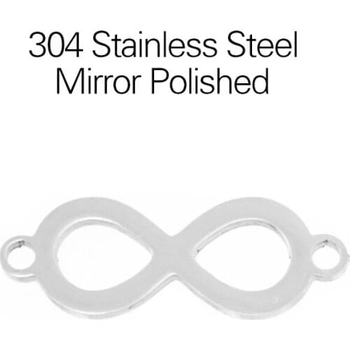 100% Stainless Steel Infinity Charms Pendant Bracelet Connectors Charm For Jewelry Making Mirror Polished Wholesale 50pcs