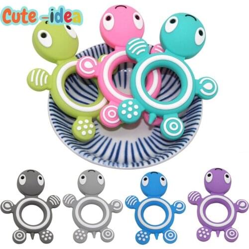 Cute-idea 1PC Turtle Silicone Teethers Food Grade Cartoon Animals Tortoise Teether Tiny Rod Baby Goods Nurse Gift Infant Toys