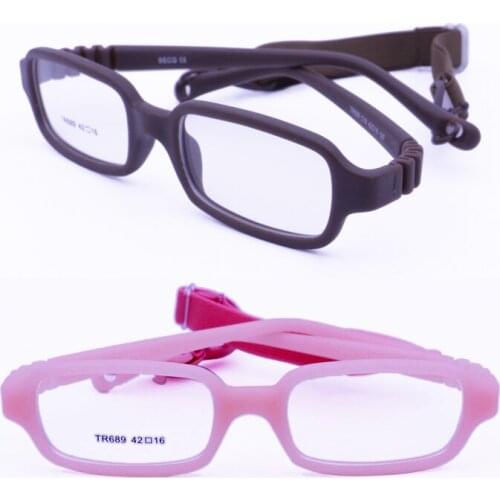 Retail sales 689 kids environmental TR90 bendable safety rectangle progresive eyeglass frames with adjustable strap