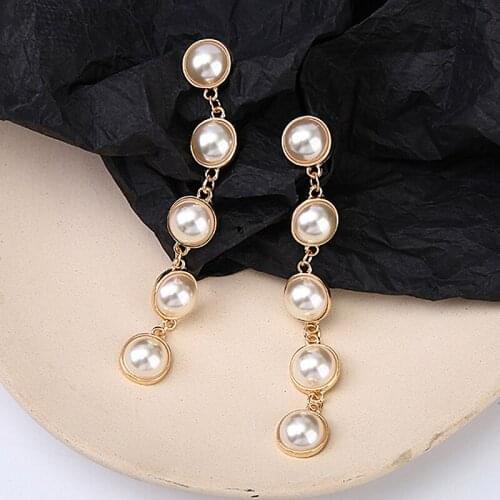 Pearl Earrings long tassels personality girl heart earrings suitable for female alloy fashion retro Earrings small jewelry