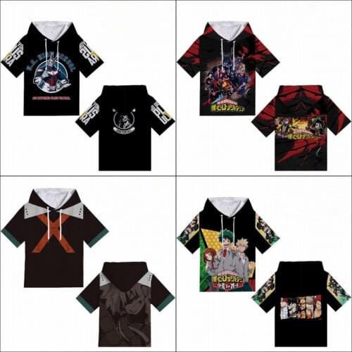 My Hero Academia Short Sleeve Hoodie Cosplay Costume Boku No Hero Academia All Might Todoroki Shoto Hooded Sweatshirt