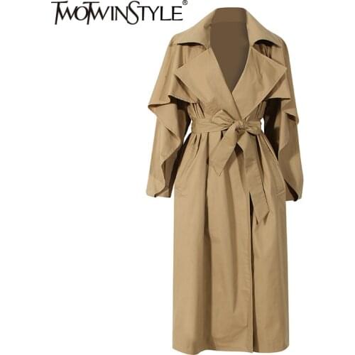 Женские плащи-ветровки TWOTWINSTYLE China At AliExpress