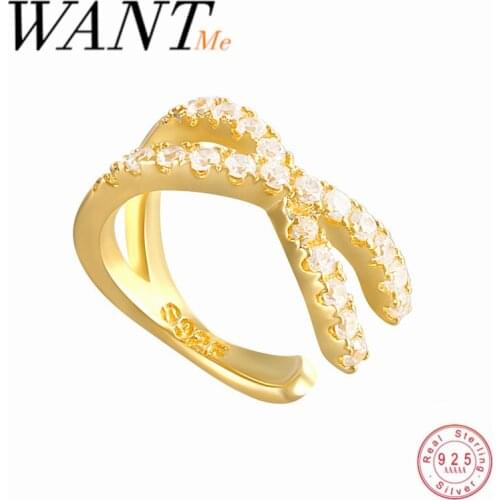 WANTME Genuine 925 Sterling Silver Pave Zircon Cross Ear Clip Earrings for Women Simple No Pierced Ears Girl Jewelry Accessories