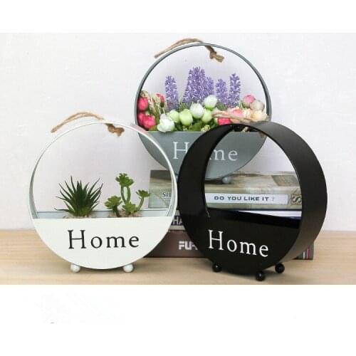 1PC Iron Artificial Flowers Wall Vase Hanging Succulent Flowerpot Container Wall Decoration for Wedding Home Decor JL 243