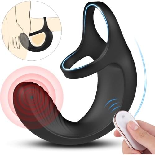 10 Modes Vibrating Penis Massager Ring Dildo Sex Toys For Men Scrotum Massager Male Chastity Cage Testicle Bondage Vibrators
