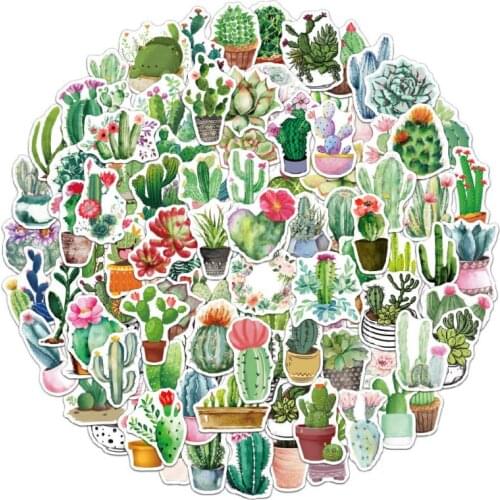 105Pcs Cactus Stickers Pack Waterproof Kawaii Cute Stickers For Laptop Water Bottles Green Plants Potted Vinyl Stickers Notebook