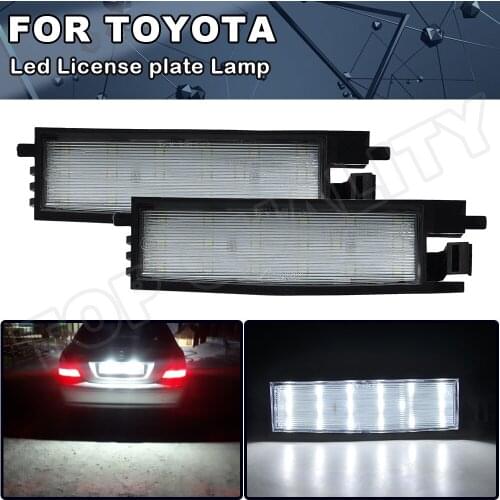 2Pcs Error Free Car Rear LED License Number Plate Light Lamp 6000K For TOYOTA RAV 4 III Auris II 2012- Yaris 1999-2005 White
