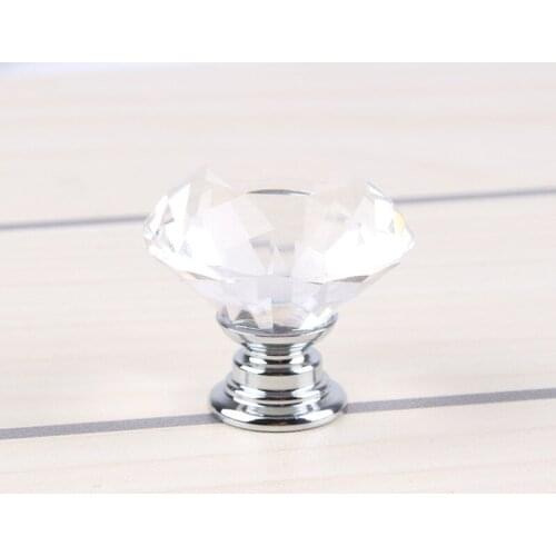 25-40mm Diamond Shape Design Crystal Glass Knobs Cupboard Drawer Pull Kitchen Cabinet Door Wardrobe Handles Hardware