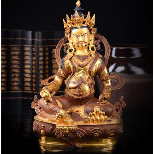 30 CM # HOME OFFICE Talisman efficacious Protection # Tibetan Buddhism Yellow Jambhala Jambhala Gilding brass statue