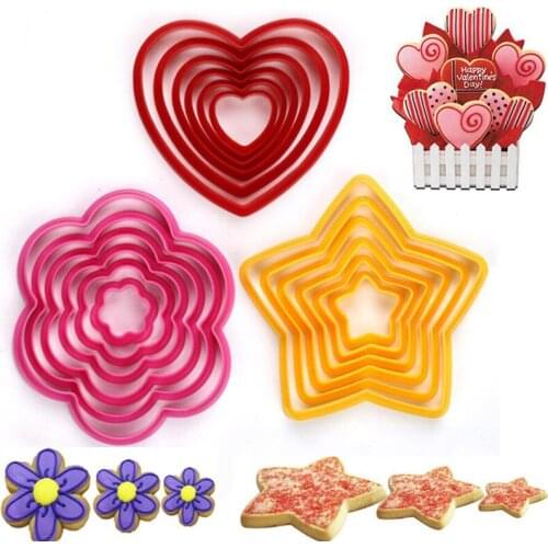 6pcs/set Heart Flower Star Shaped Plastic Cake Mold Cookie Cutter Biscuit Fondant Sugar Craft Pastry Cake Decorating Tools
