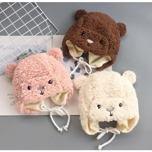 Bear Leader Baby Boy Girl Hat 3-12Month Cap Winter Warm Toddler Soft Cartoon Cute Bear Warmer Cashmere Snow Wear Ear Hat