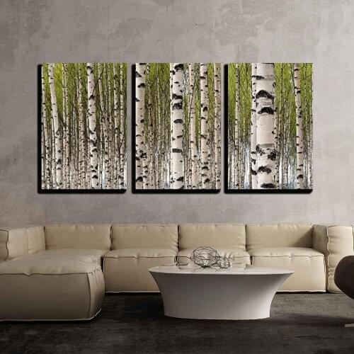 Birch Trees with Green Leaves - Canvas Art Wall Decor HD Printed On Canvas Oil Painting Wall Art Drop shipping