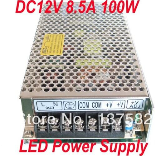 Free shipping 100W switching led transformer 110/220V to 12V 8.5A led driver indoor for strip best, 1pc LED Power Supply