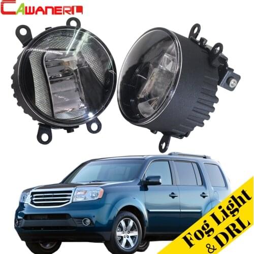 Cawanerl 2 X Car 2in1 LED Fog Light Lamp Daytime Running Light DRL White 5000K 12V Styling For Honda Pilot 3.5L V6 2012-2015