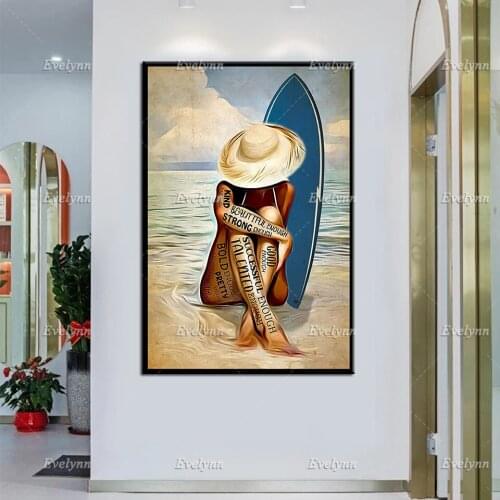 Black Girl Surfing Poster, Windsurfing Prints, Surfing Lover, Melanin Black Woman Wall Art, Black Girl Magic Home Decor Canvas