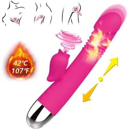 Heating Dildo Vibraters for Women Sex Toy Clitoris Vagina Stimulator G Spot Vibration Telescopic AV Stick Tongue Double Vibrator