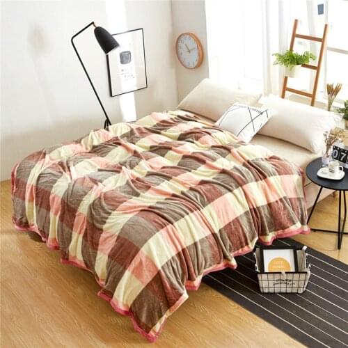 Plaid Fleece Blanket on the bed Blankets for beds Throw Blanket Plush Flannel Winter Warm Coral Blanket for Bed Car Sofa