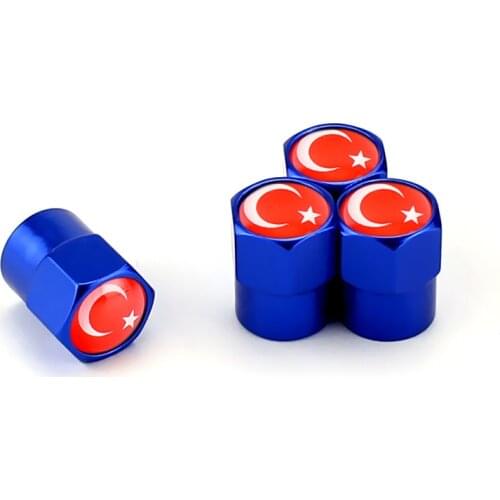 4PCS Wheel Tire Valve Stem Caps For Turkey Flag logo Volvo V40 V50 V60 V70 S40 S60 S60L S70 S80 S90 XC40 XC60 XC70 XC80 XC90
