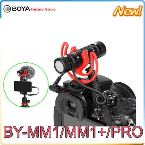 BOYA BY-MM1/MM1+/PRO Electret Condenser Microphone cardioid portable Plug and play design with shock mount for vlog Video