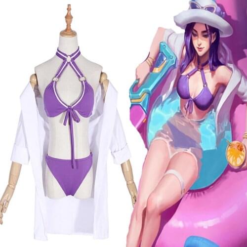 Game LOL Cosplay Costume The Sheriff Of Piltover Caitlyn Cosplay Swimsuit Costume Halloween Carnival Party Women Sexy Swimsuit