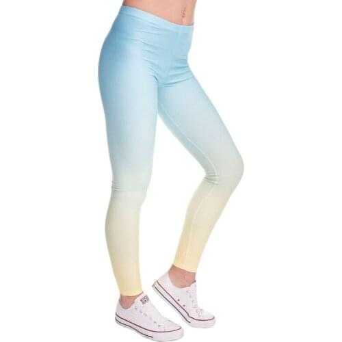 Casual Polyester Pants Legging workout Trousers Leggings Sexy Fashion Ombre Yellow Printed Womens Slim fit