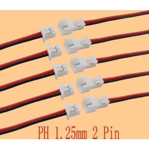 Mini Micro JST Cable Connector 2 Pin PH 1.25mm Male and Female Socket with Plug Jack terminal Wires Cables Length 150mm