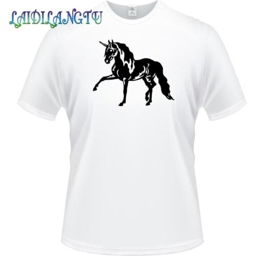Free Shipping 100% Cotton Fashion T Shirts Hipster Tee Tops unicorn O-Neck Men Short Cotton Shirts